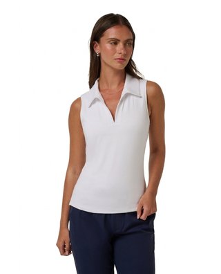 Travis Mathew Skyloft Light Sleeveless ladies polo, white