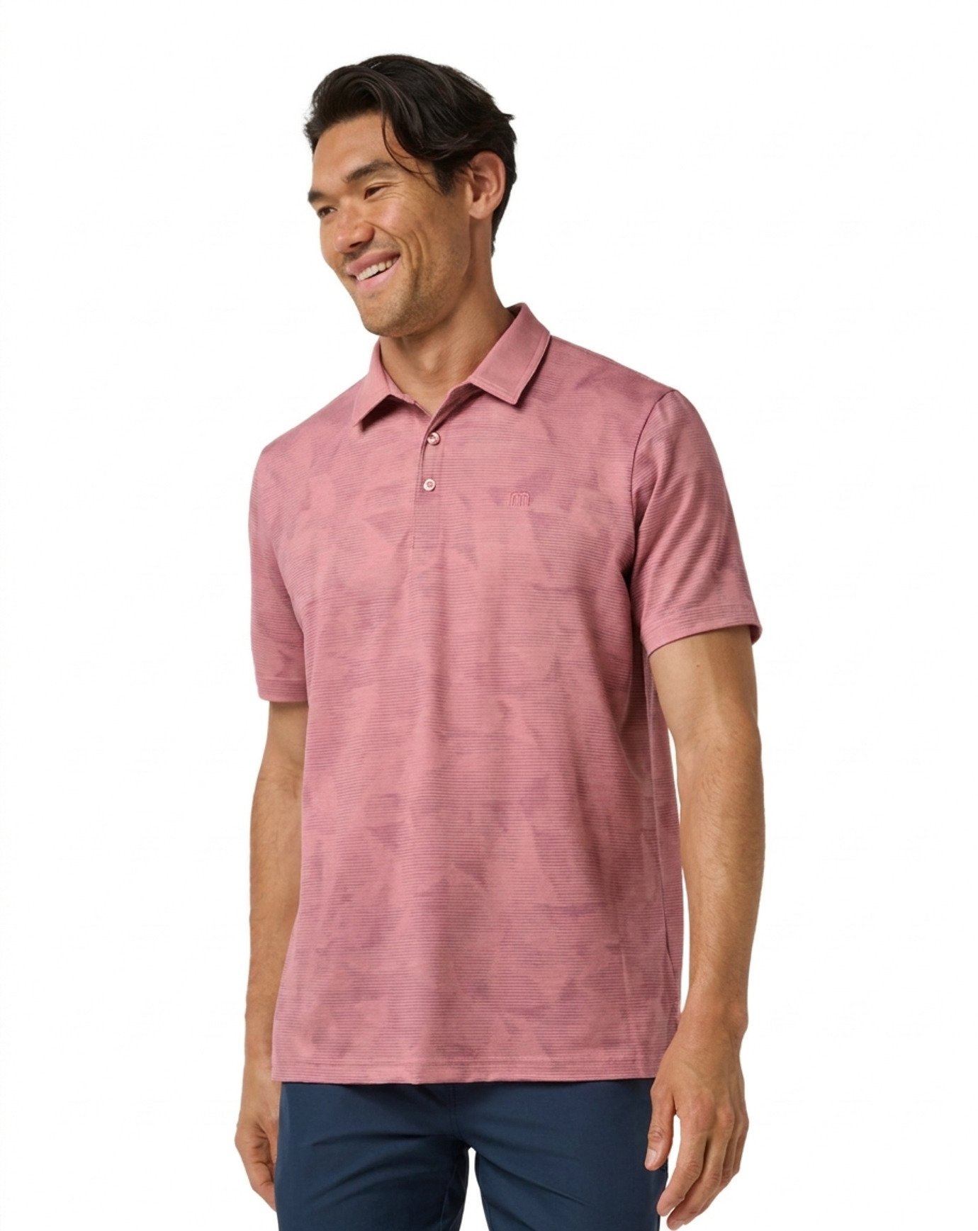 Travis Mathew Featherweight Backnine men's polo, mauveglow