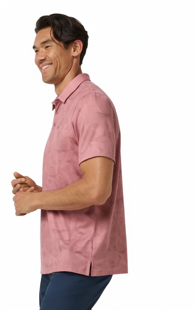 Travis Mathew Featherweight Backnine men's polo, mauveglow