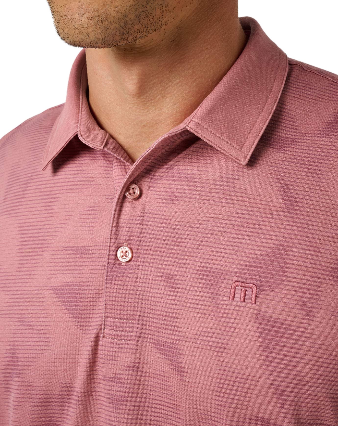 Travis Mathew Featherweight Backnine men's polo, mauveglow