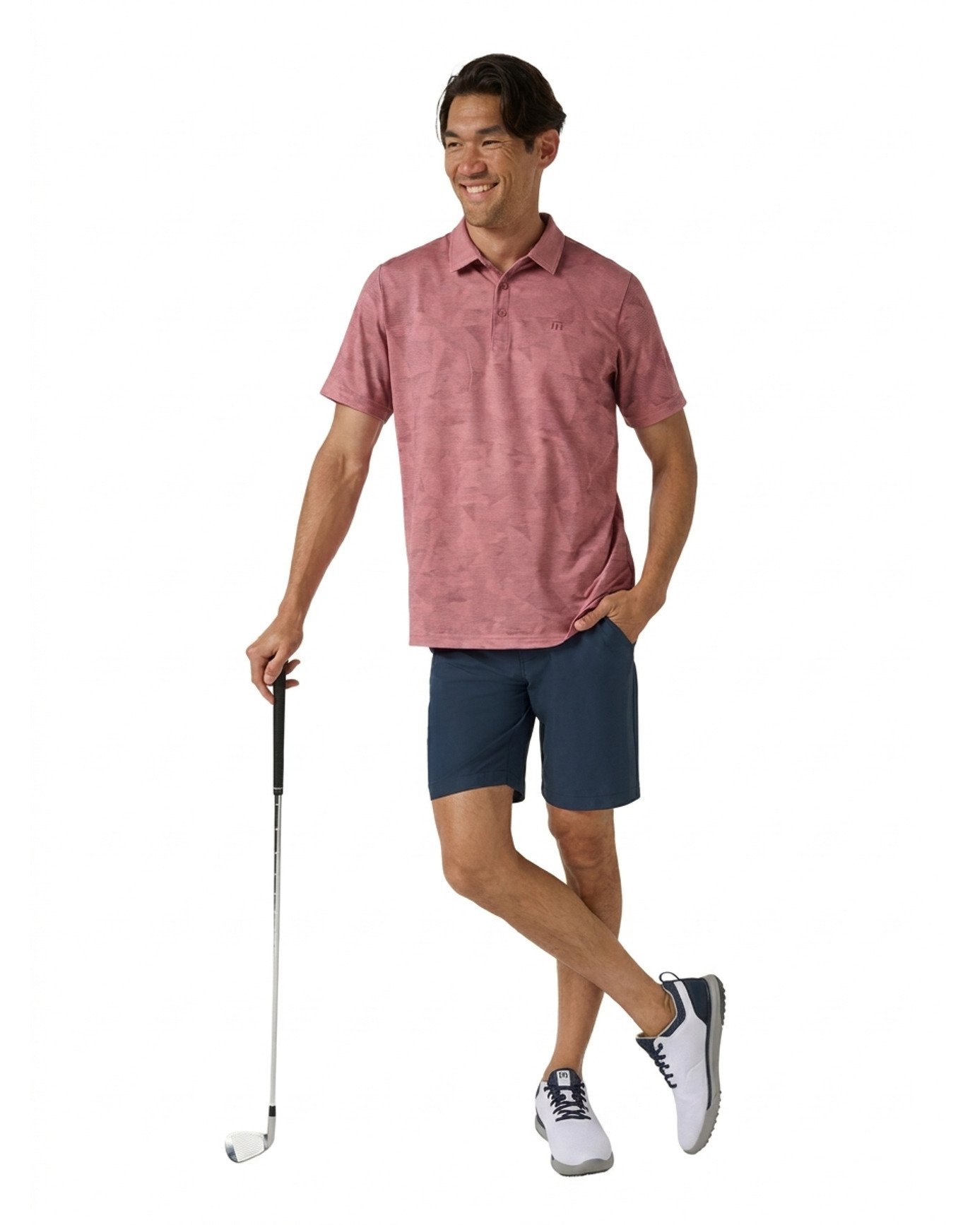 Travis Mathew Featherweight Backnine men's polo, mauveglow