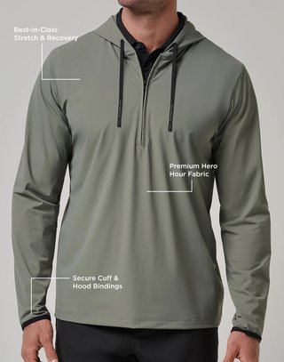 Travis Mathew Hero Hour Tech men's hoodie, dark olive