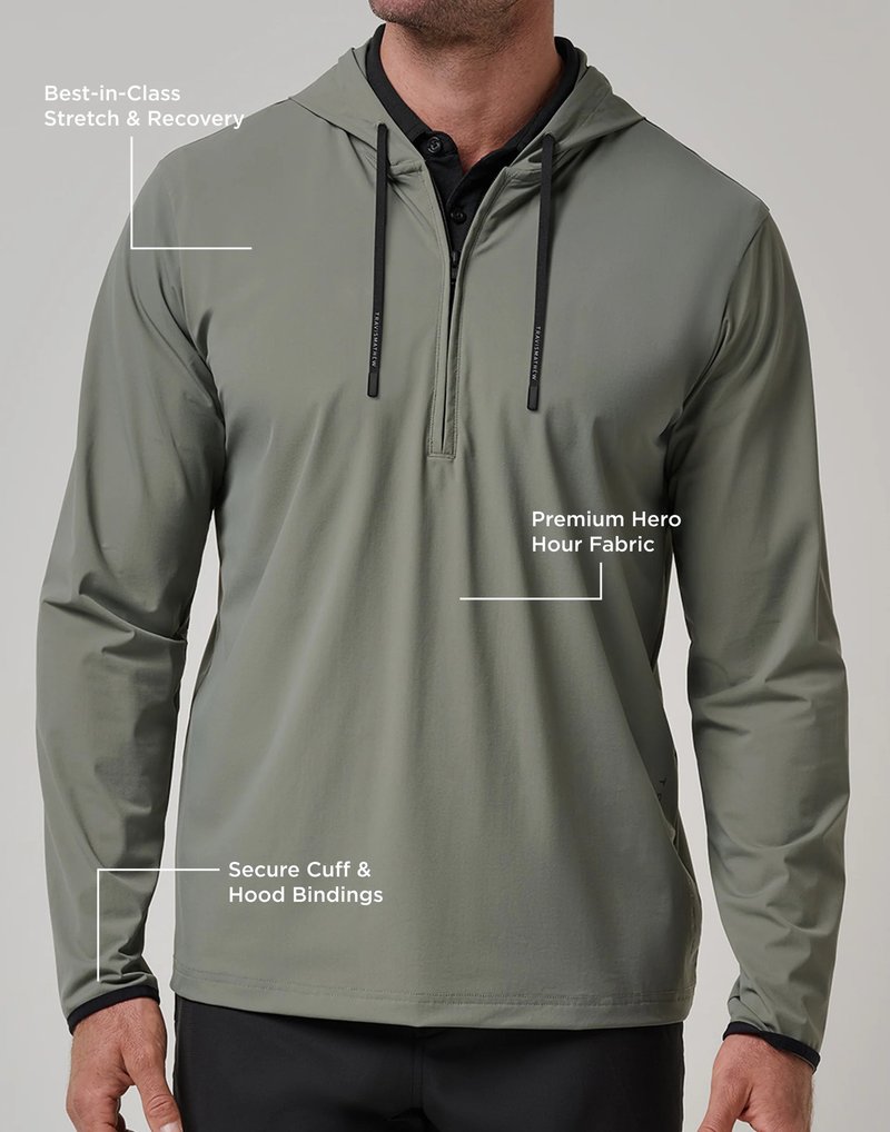 Travis Mathew Hero Hour Tech men's hoodie, dark olive