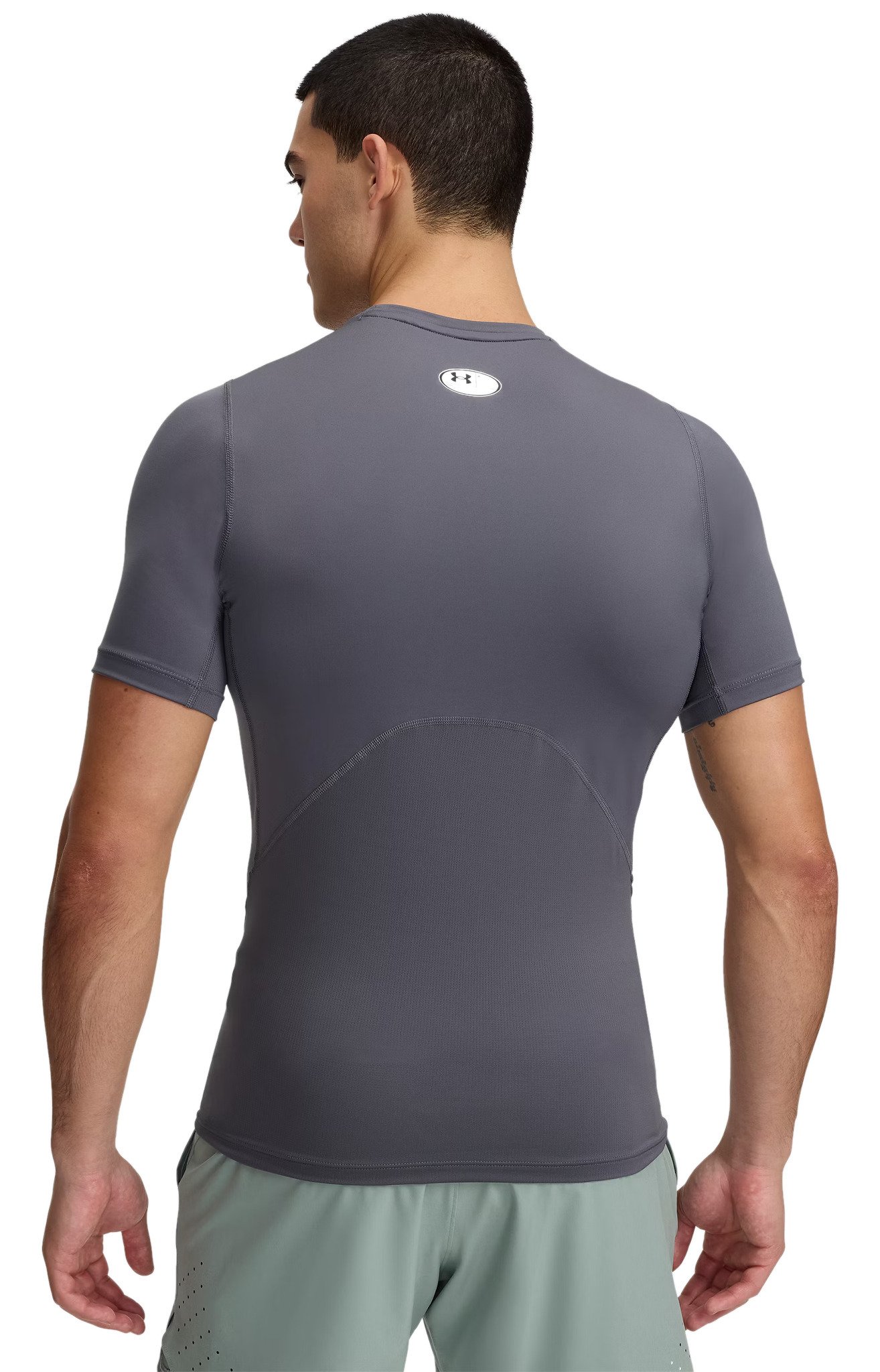 Under Armour HeatGear mens compression top, castlerock/white