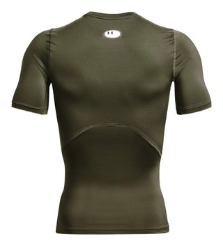 Under Armour HeatGear mens compression top, marine OD green/white