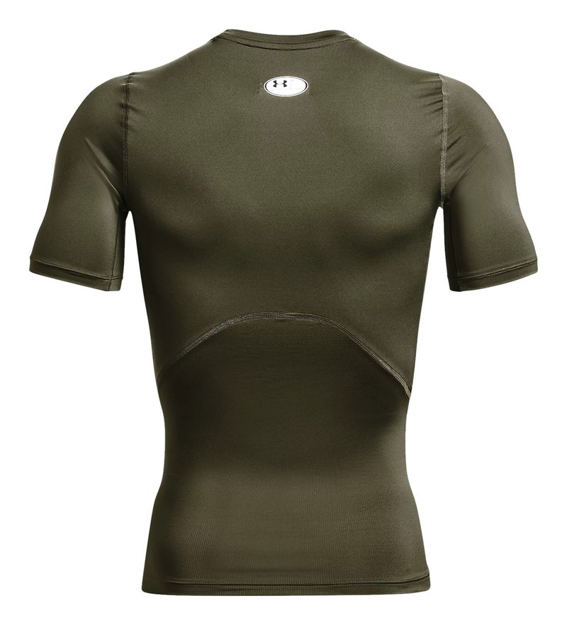 Under Armour HeatGear mens compression top, marine OD green/white