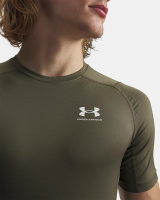 Under Armour HeatGear mens compression top, marine OD green/white