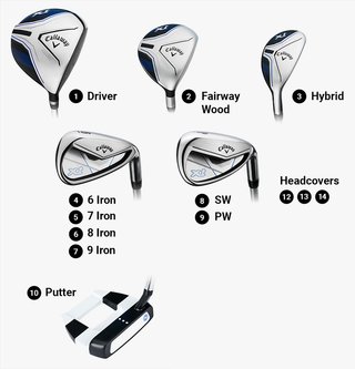 Callaway XT 26 11PC junior golf set, steel/graphite, blue/white