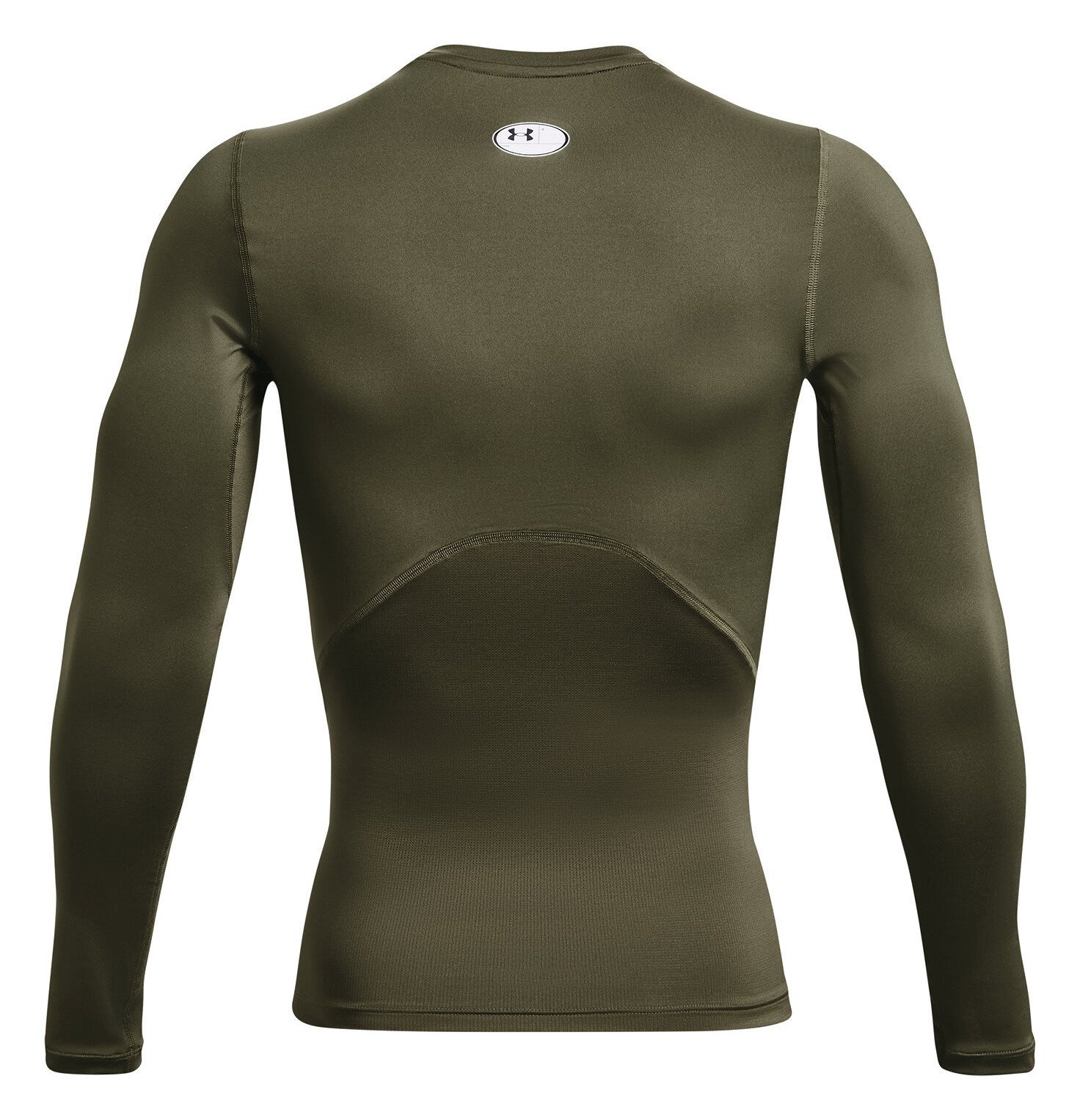 Under Armour HeatGear mens compression long sleeve shirt, marine OD green/white