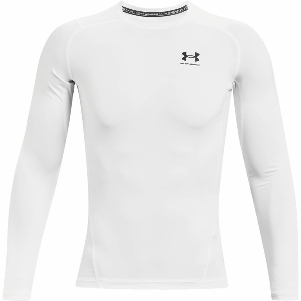 Under Armour HeatGear mens compression long sleeve shirt, white/black