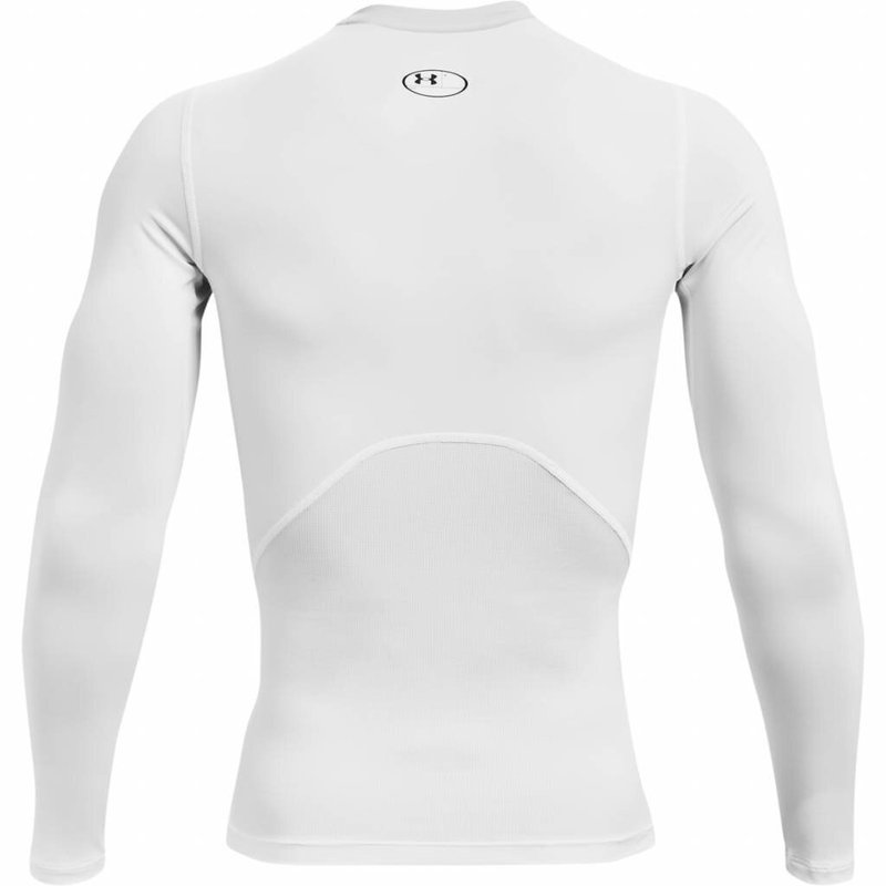 Under Armour HeatGear mens compression long sleeve shirt, white/black