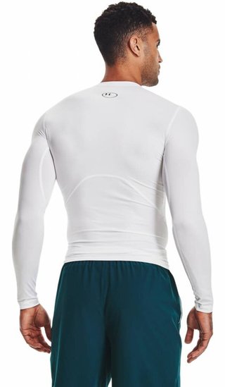Under Armour HeatGear mens compression long sleeve shirt, white/black