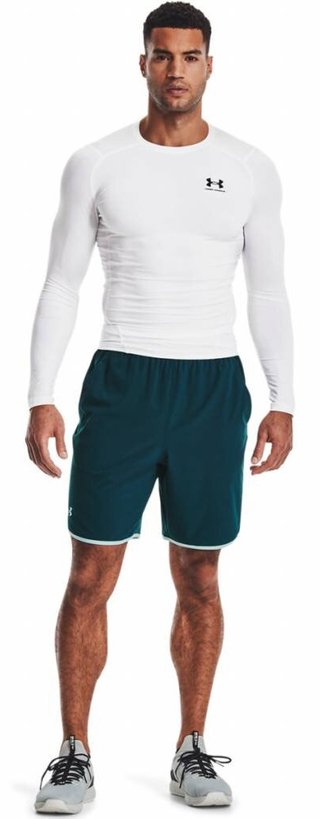 Under Armour HeatGear mens compression long sleeve shirt, white/black
