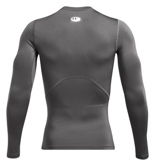 Under Armour HeatGear mens compression long sleeve shirt, castlerock/white