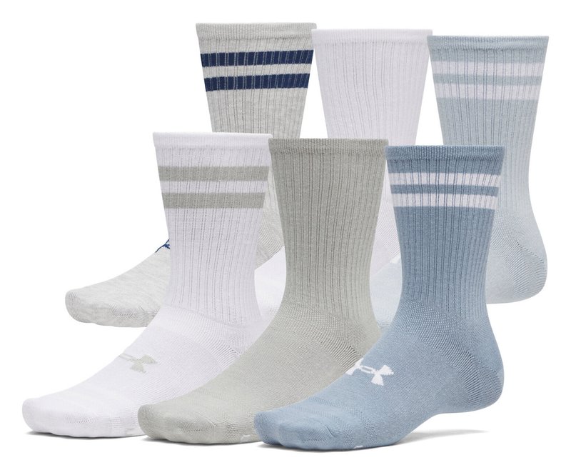 Under Armour Essential Crew unisex socks (6 pack), blue fog/blue wind/white
