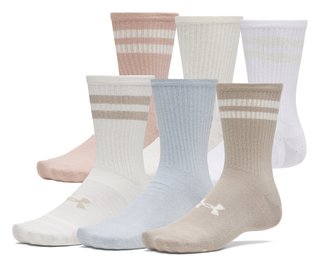 Under Armour Essential Crew unisex socks (6 pack), timberwolf taupe/white/stone