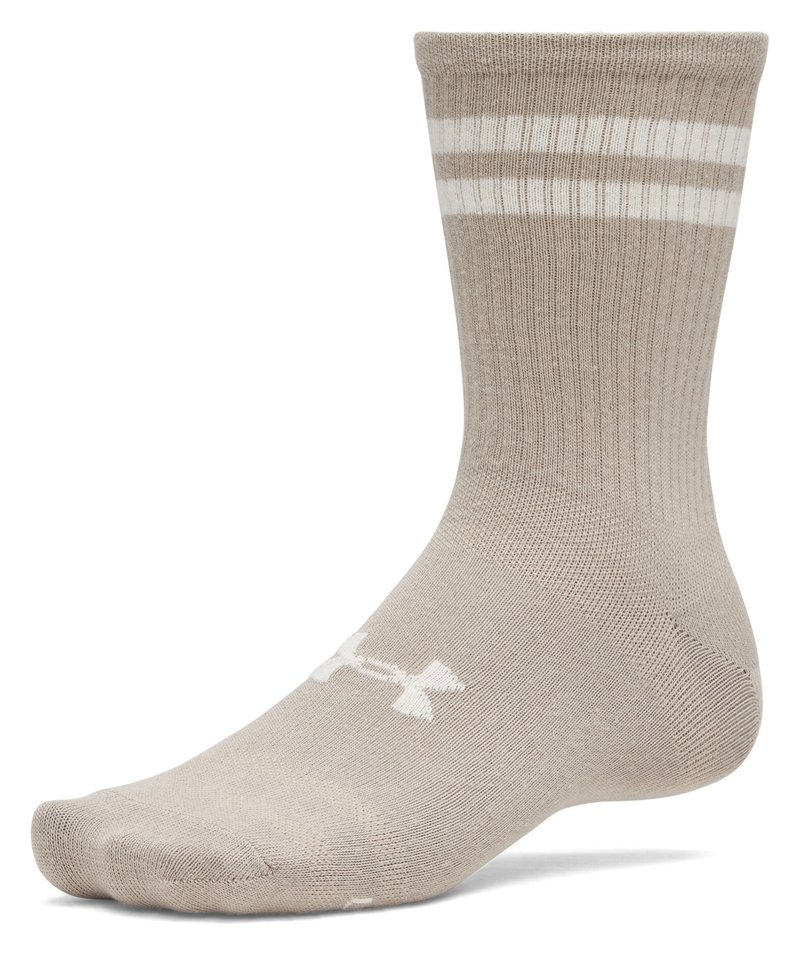 Under Armour Essential Crew unisex socks (6 pack), timberwolf taupe/white/stone