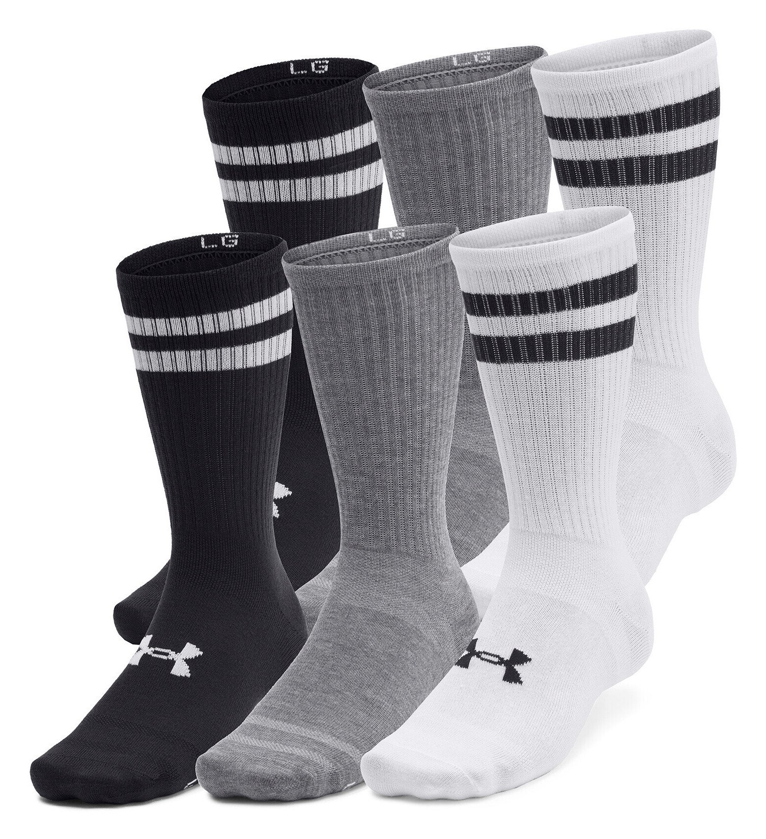 Under Armour Essential Crew unisex socks (6 pack), white/black