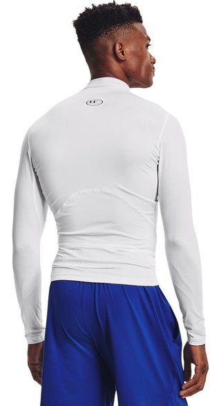 Under Armour HeatGear Comp Mock mens compression long sleeve t-shirt, white/black