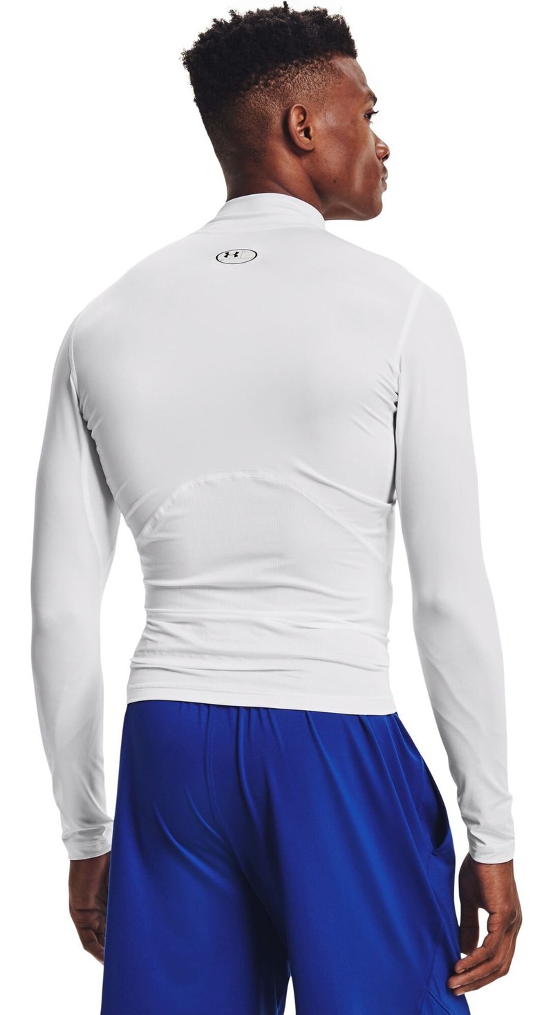 Under Armour HeatGear Comp Mock mens compression long sleeve t-shirt, white/black