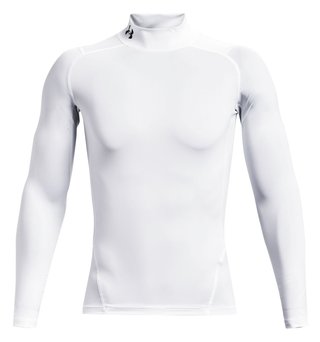 Under Armour HeatGear Comp Mock mens compression long sleeve t-shirt, white/black