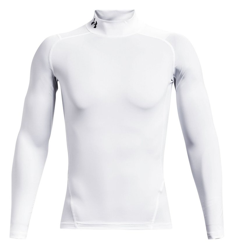 Under Armour HeatGear Comp Mock mens compression long sleeve t-shirt, white/black