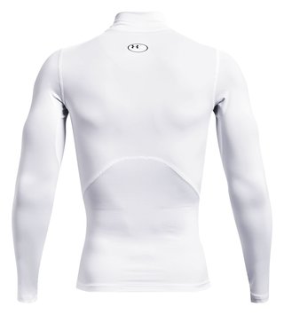 Under Armour HeatGear Comp Mock mens compression long sleeve t-shirt, white/black