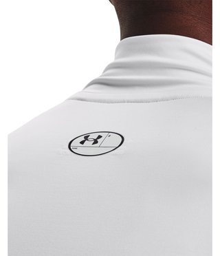 Under Armour HeatGear Comp Mock mens compression long sleeve t-shirt, white/black