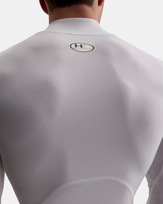 Under Armour HeatGear Comp Mock mens compression long sleeve t-shirt, white/black