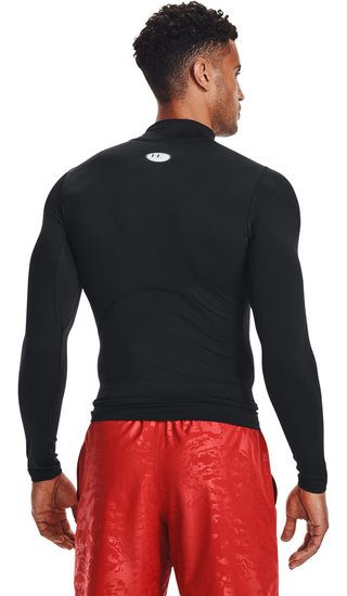 Under Armour HeatGear Comp Mock mens compression long sleeve t-shirt, black/white