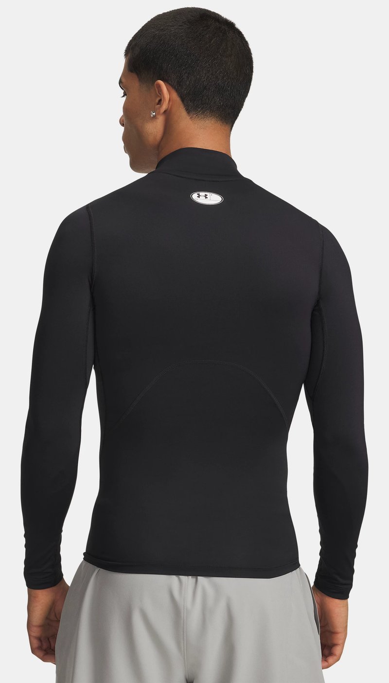 Under Armour HeatGear Comp Mock mens compression long sleeve t-shirt, black/white