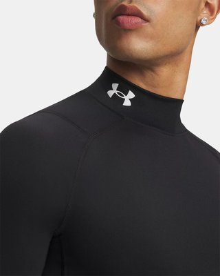 Under Armour HeatGear Comp Mock mens compression long sleeve t-shirt, black/white