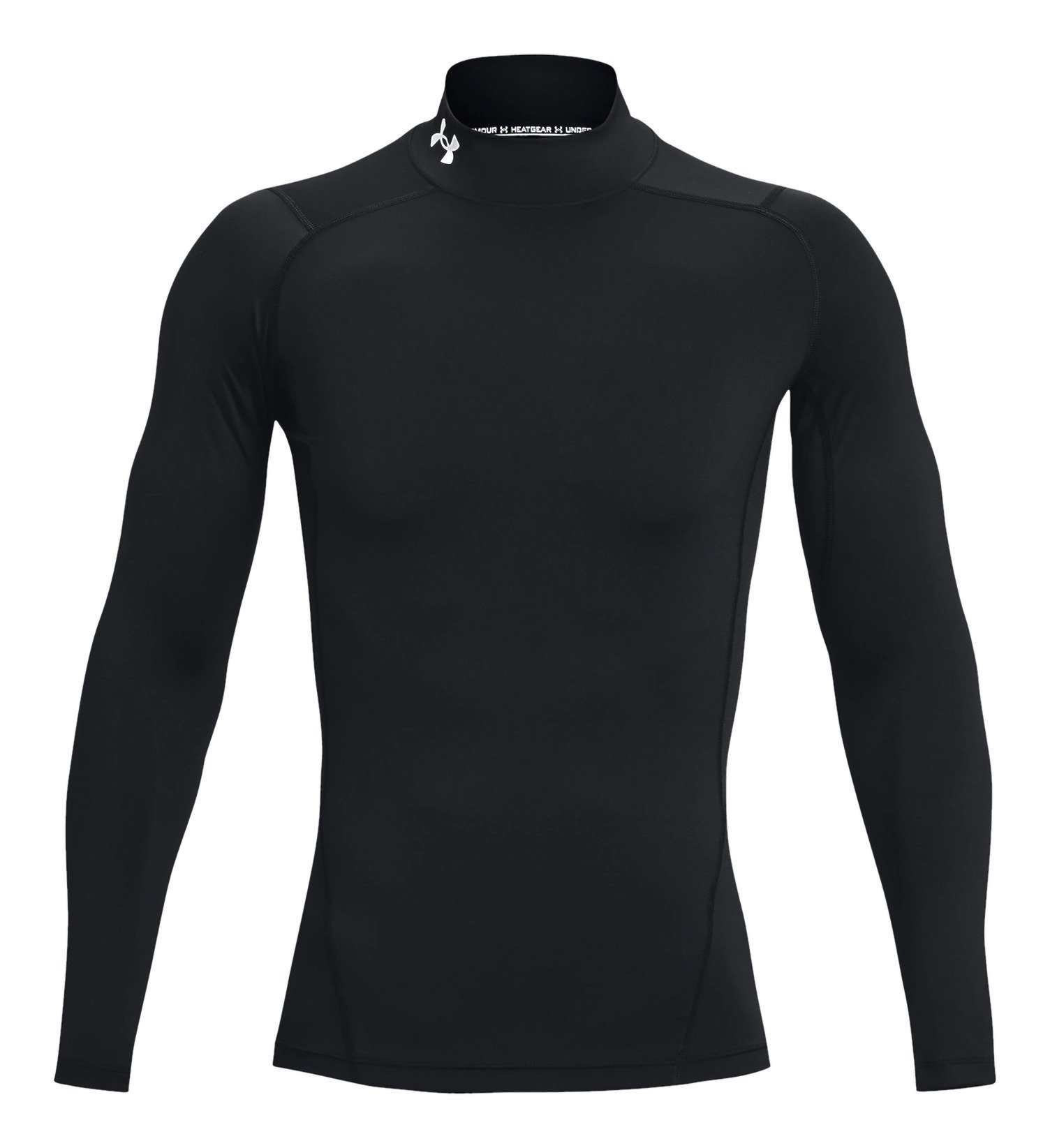 Under Armour HeatGear Comp Mock mens compression long sleeve t-shirt, black/white