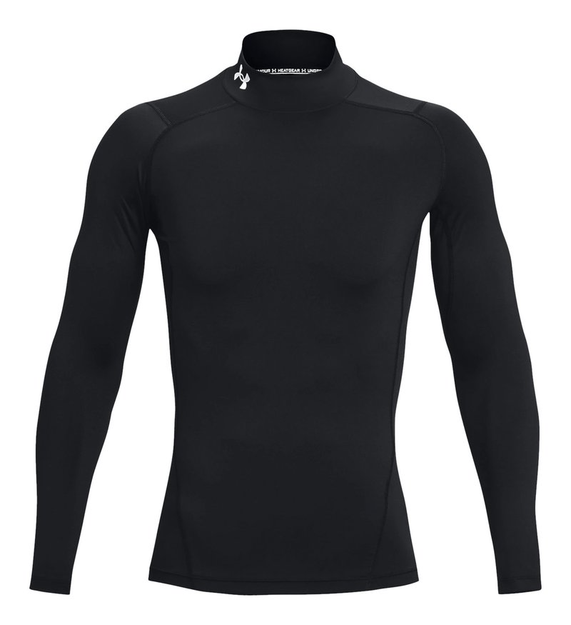 Under Armour HeatGear Comp Mock mens compression long sleeve t-shirt, black/white