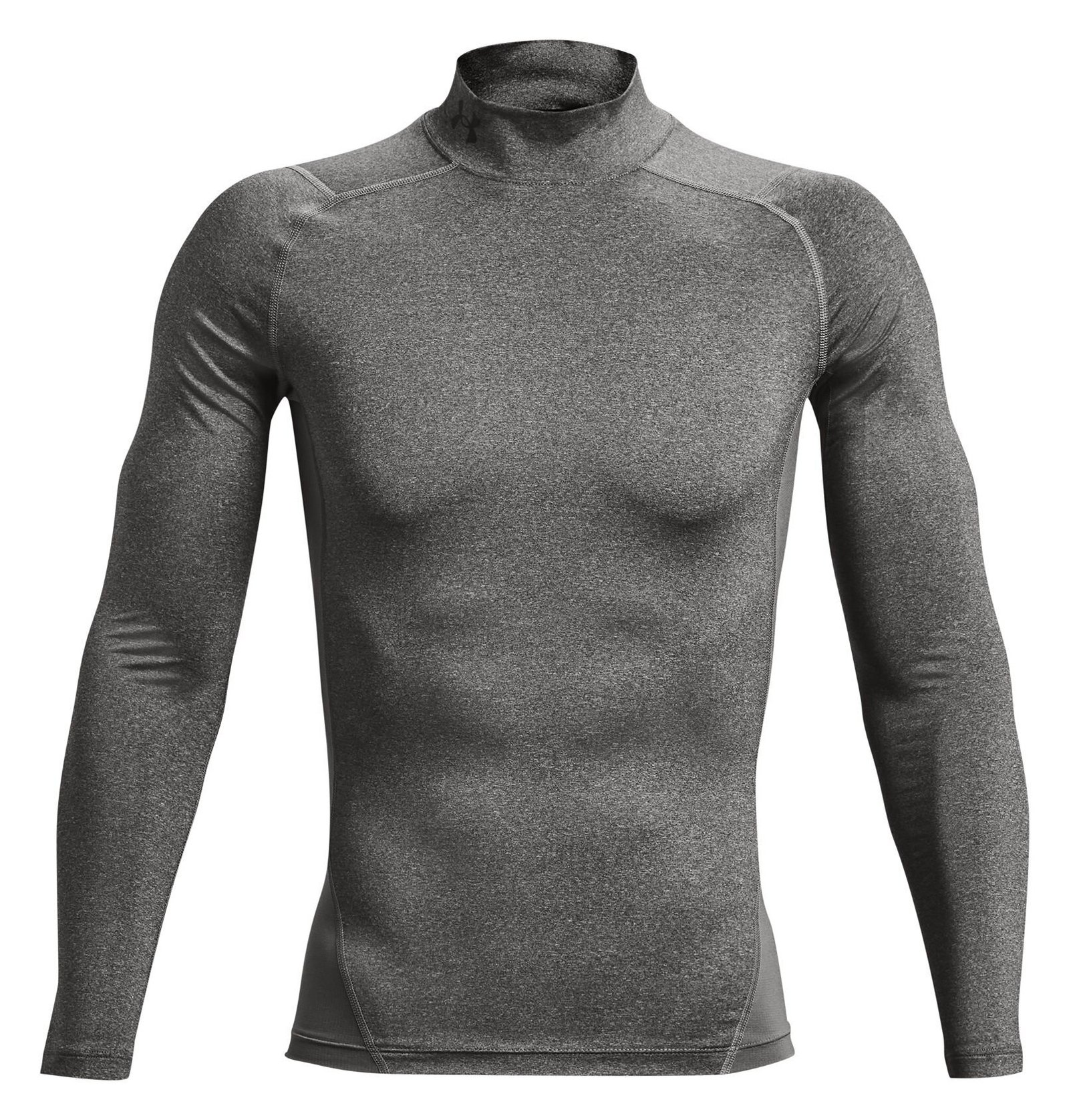 Under Armour HeatGear Comp Mock men's compression long sleeve t-shirt, carbon heather/black
