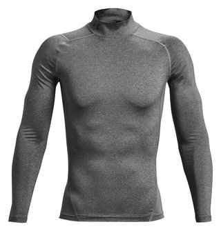 Under Armour HeatGear Comp Mock men's compression long sleeve t-shirt, carbon heather/black
