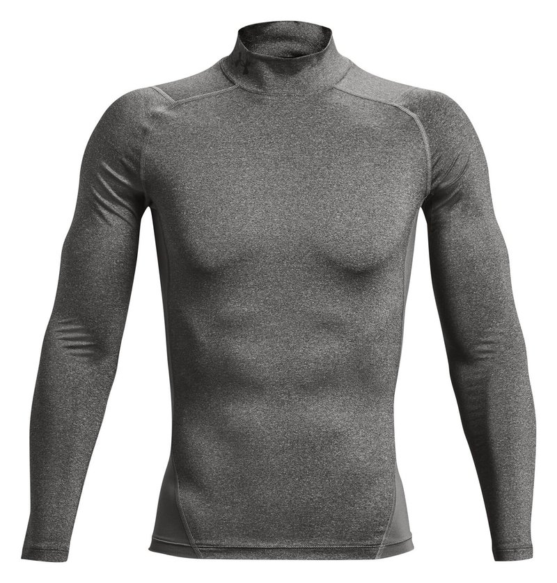 Under Armour HeatGear Comp Mock men's compression long sleeve t-shirt, carbon heather/black