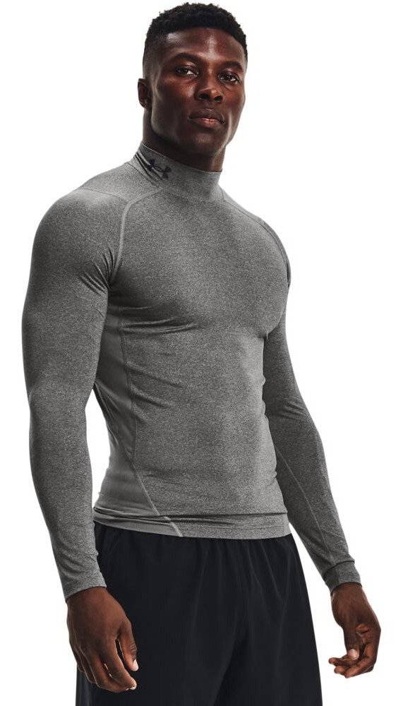 Under Armour HeatGear Comp Mock men's compression long sleeve t-shirt, carbon heather/black