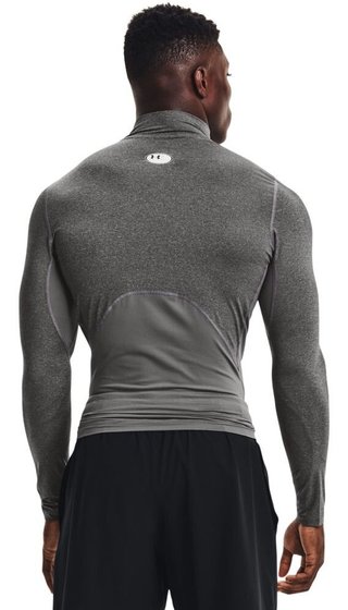 Under Armour HeatGear Comp Mock men's compression long sleeve t-shirt, carbon heather/black