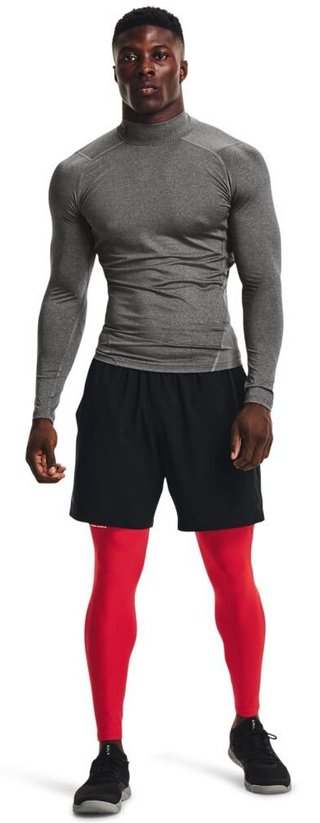 Under Armour HeatGear Comp Mock men's compression long sleeve t-shirt, carbon heather/black