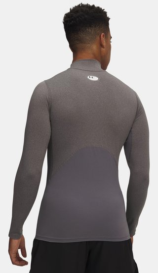 Under Armour HeatGear Comp Mock men's compression long sleeve t-shirt, carbon heather/black