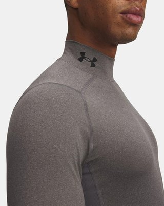 Under Armour HeatGear Comp Mock men's compression long sleeve t-shirt, carbon heather/black