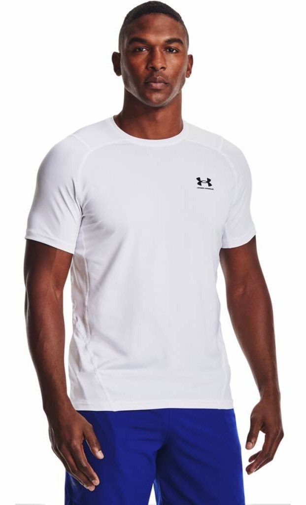 Under Armour HG Fitted SS mens t-shirt, white/black