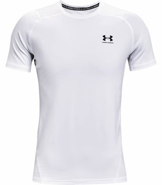 Under Armour HG Fitted SS mens t-shirt, white/black