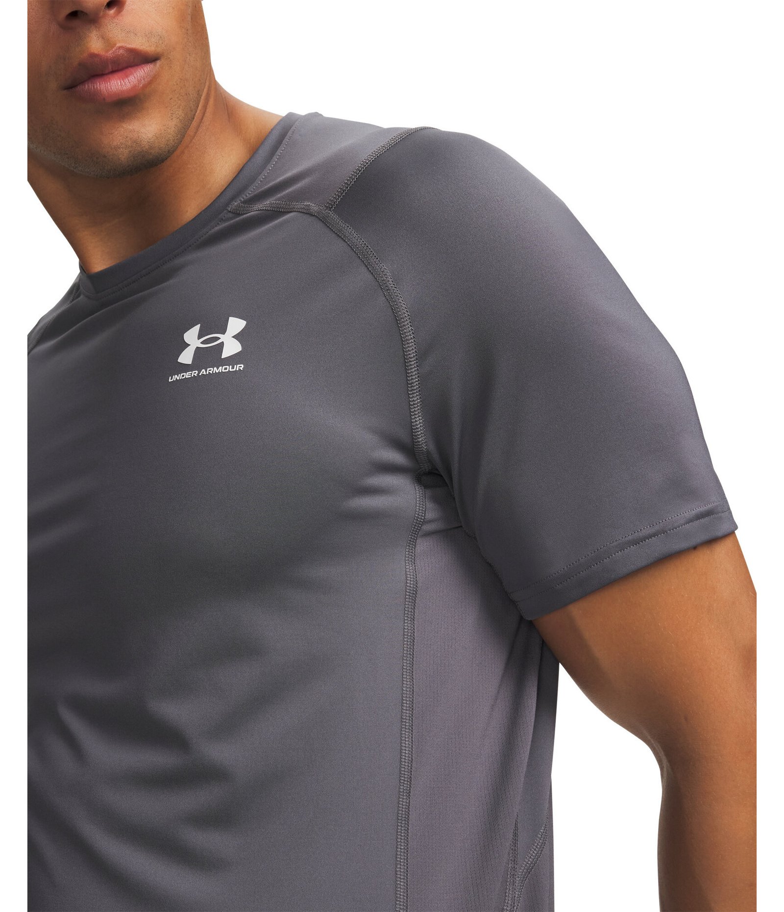 Under Armour HeatGear Fitted S men's t-shirt, castlerock/white