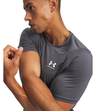 Under Armour HeatGear Fitted S men's t-shirt, castlerock/white
