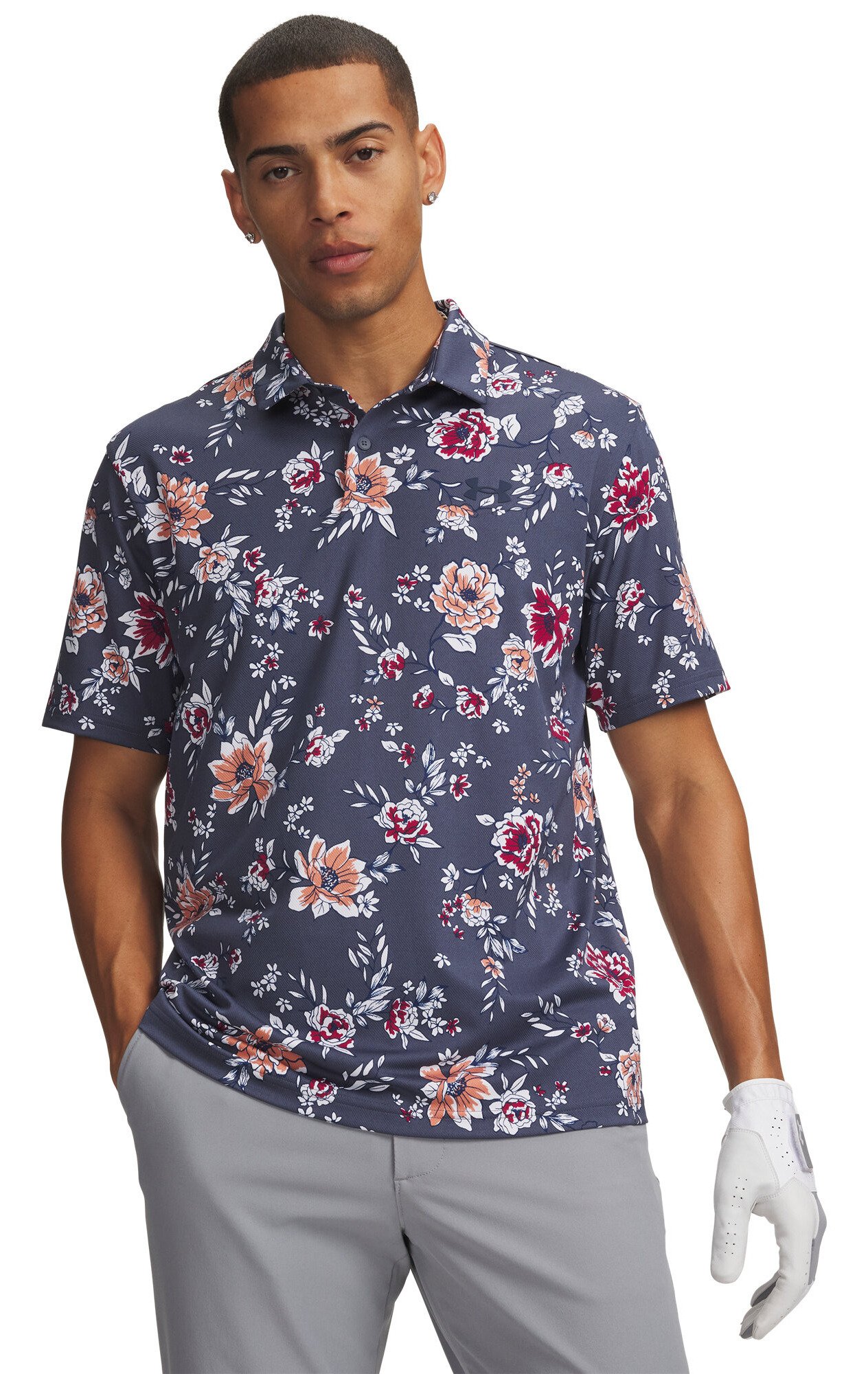 Under Armour Matchplay Printed men's polo, downpour gray