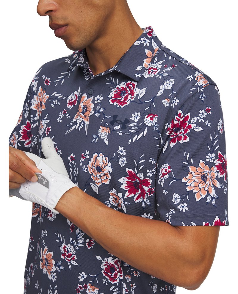 Under Armour Matchplay Printed men's polo, downpour gray