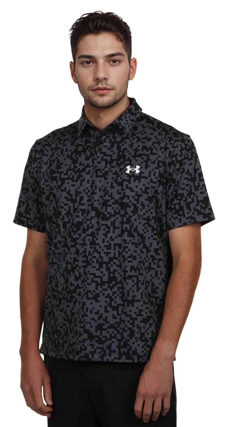 Under Armour T2G Printed mens polo, black/castlerock