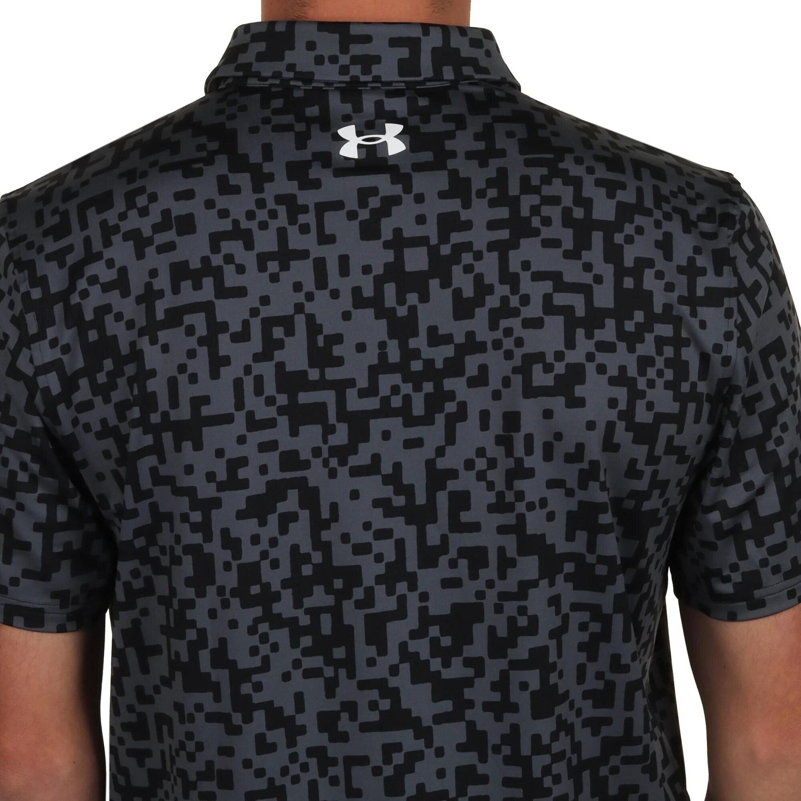 Under Armour T2G Printed mens polo, black/castlerock